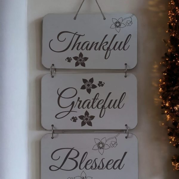 Thankful-Grateful-Blessed Wooden Wall Hanging