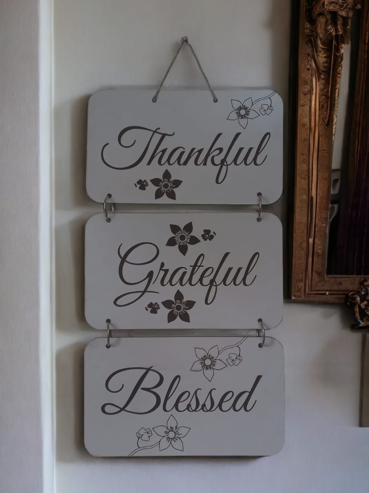 Thankful-Grateful-Blessed Wooden Wall Hanging