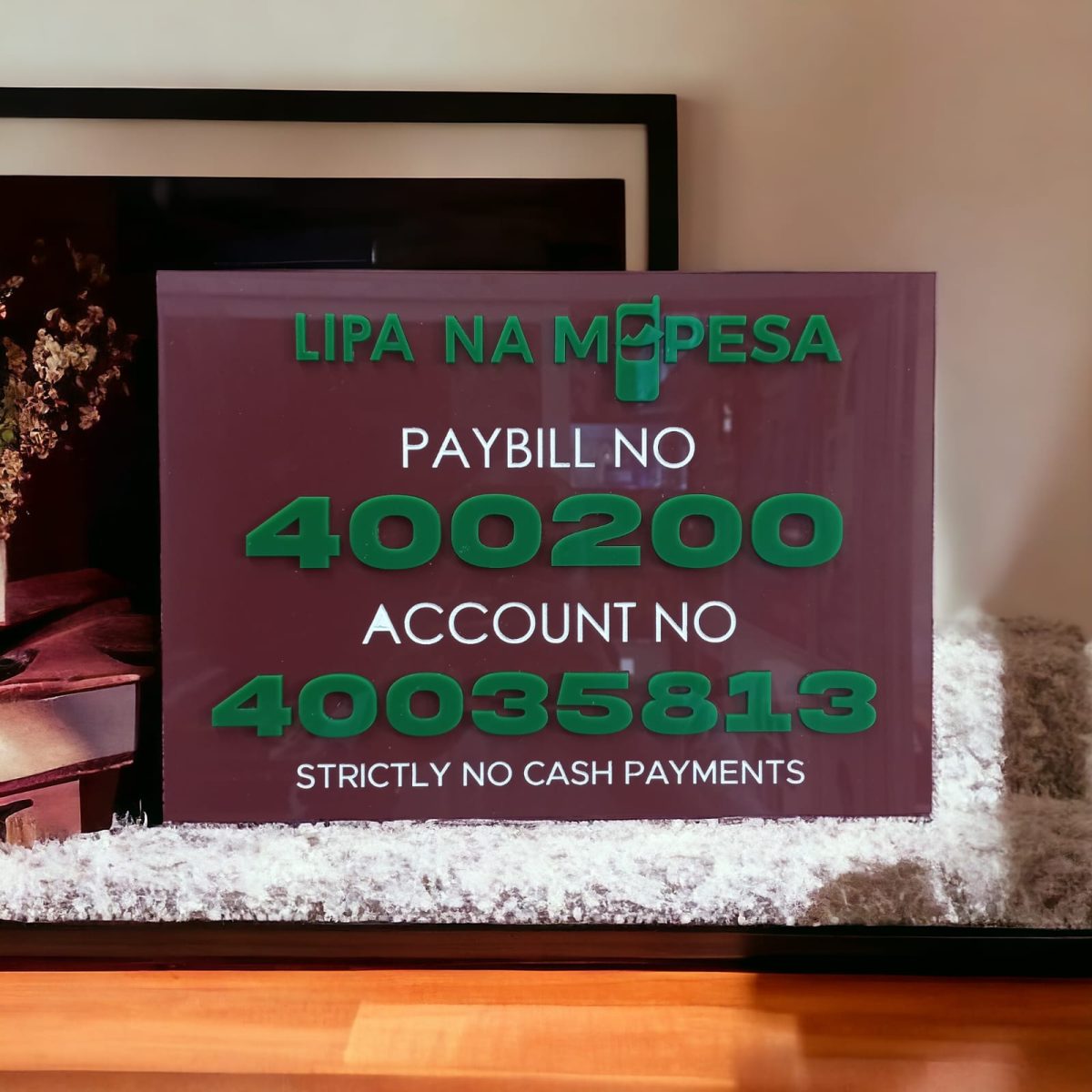 Paybill Acrylic Payment Sign