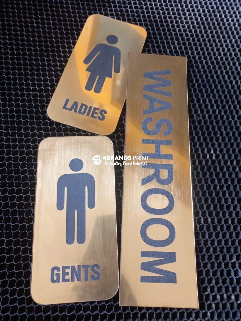 Golden Triple Washroom Labels
