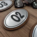 Oval Wooden Silver Door Numbers
