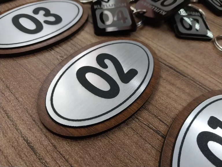 Oval Wooden Silver Door Numbers