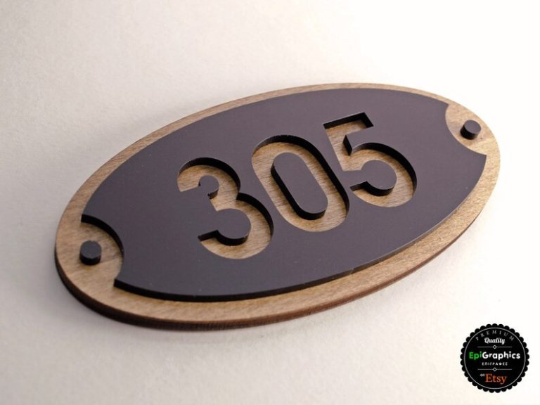 Wooden Acrylic Oval Door Numbers