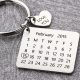Silver Calendar Square keychain