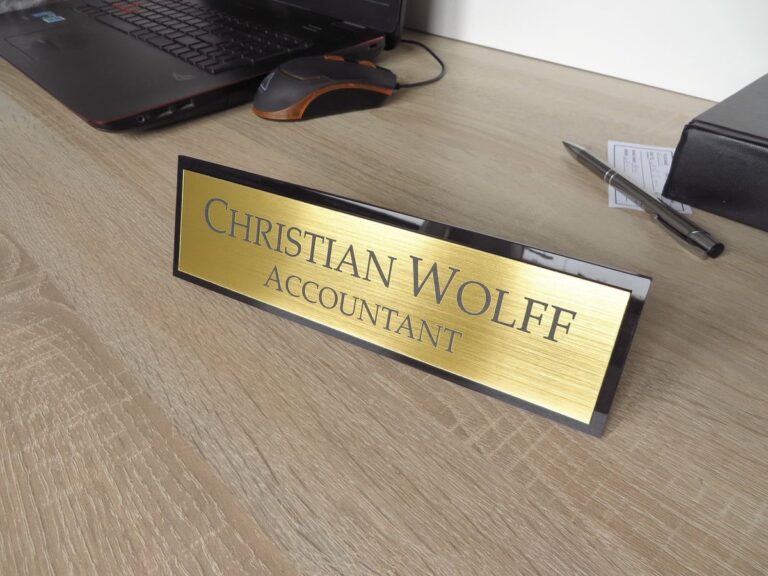 Gold Acrylic Desk Name Stand